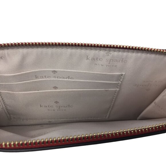 Kate Spade Lucy Medium L-Zip Wristlet Saffiano Leather Candied Cherry Red - Picture 5 of 7
